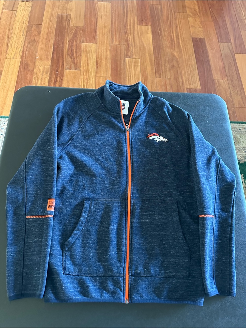 NFL Denver Broncos Men's Navy Full-Zip Jacket with Orange Trim Size Medium
